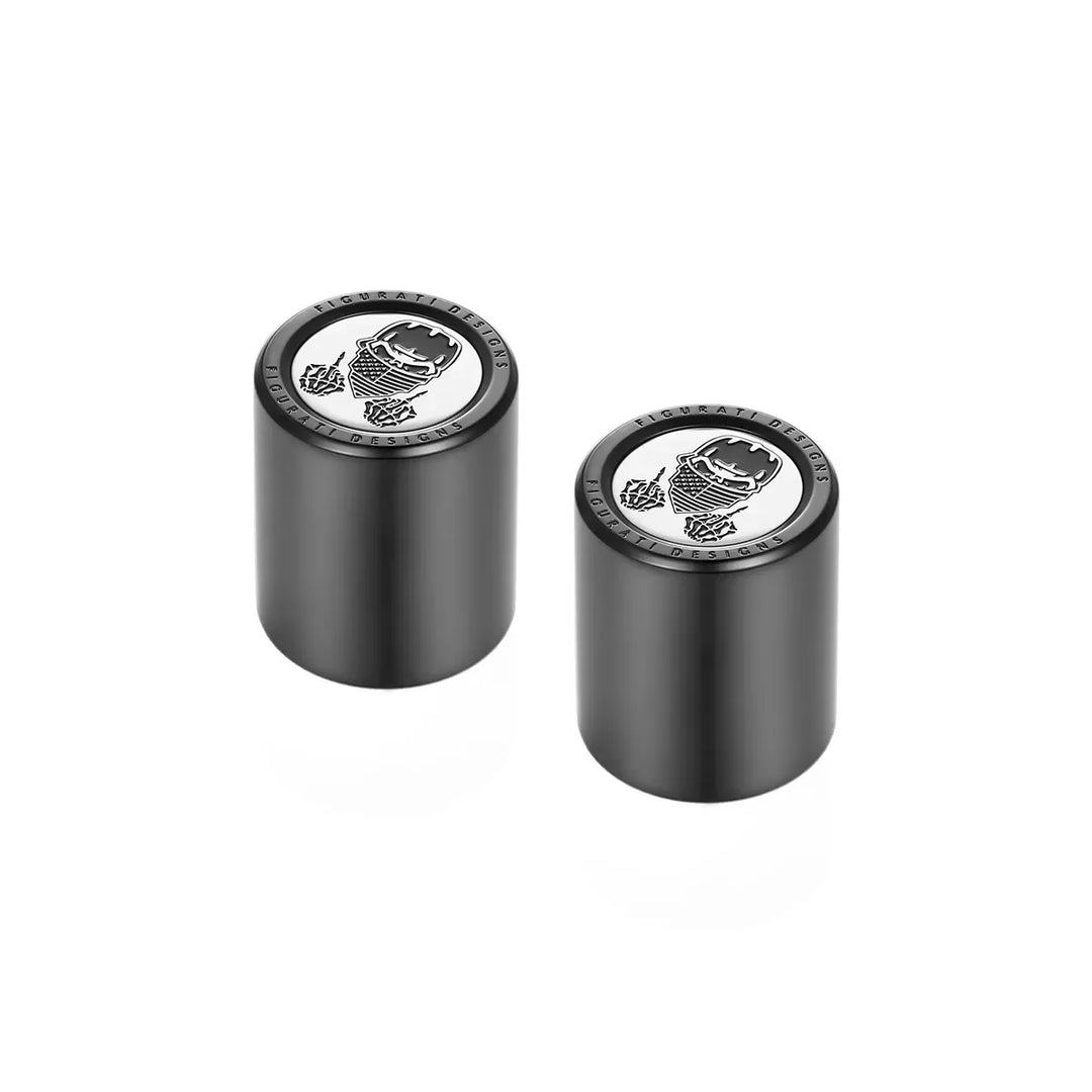 Figurati Designs – Harley-Davidson Stainless-Steel in Black masked Skull Docking Hardware – FD29-DC-25.2/32-BLK