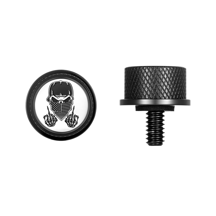 Figurati Designs – Stainless-Steel Masked Skull in Black Seat Screw – FD29-SEAT_SCREW-BLK