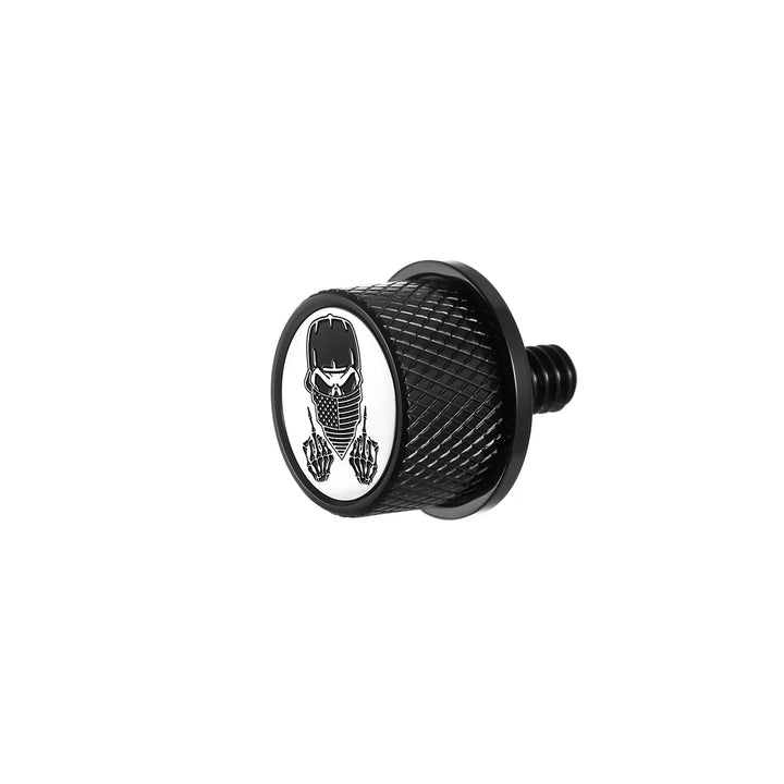Figurati Designs – Stainless-Steel Masked Skull in Black Seat Screw – FD29-SEAT_SCREW-BLK