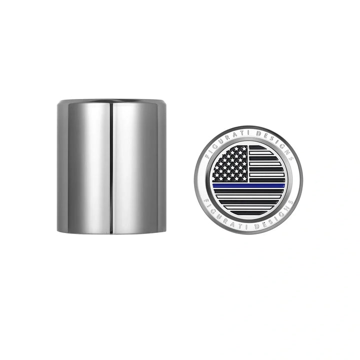 Figurati Designs – Harley-Davidson Stainless-Steel Blue Line American Flag Docking Covers – FD70-DC-25.2/32-SS