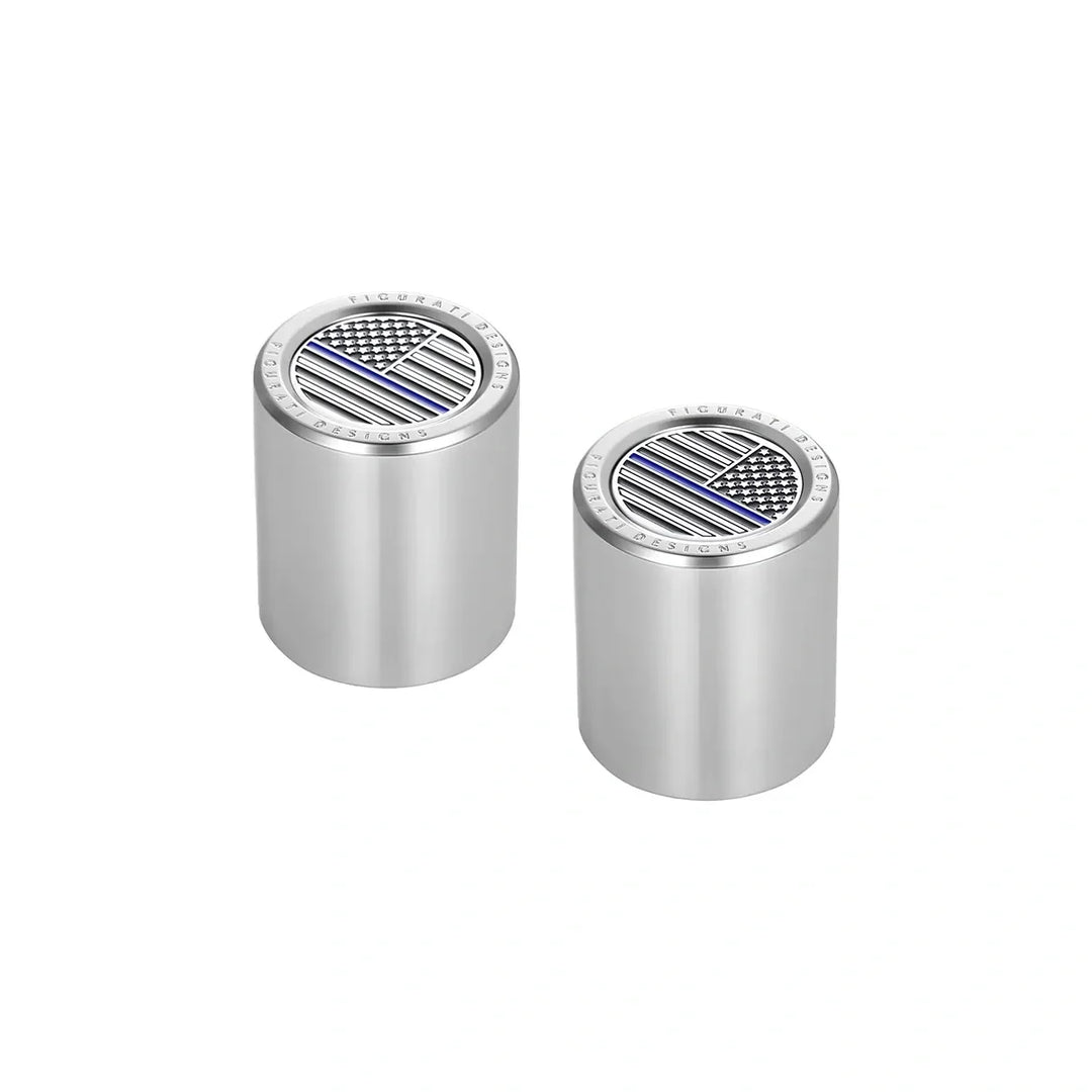 Figurati Designs – Harley-Davidson Stainless-Steel Blue Line American Flag Docking Covers – FD70-DC-25.2/32-SS