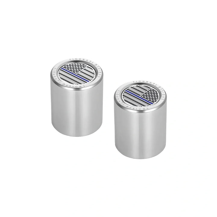 Figurati Designs – Harley-Davidson Stainless-Steel Blue Line American Flag Docking Covers – FD70-DC-25.2/32-SS
