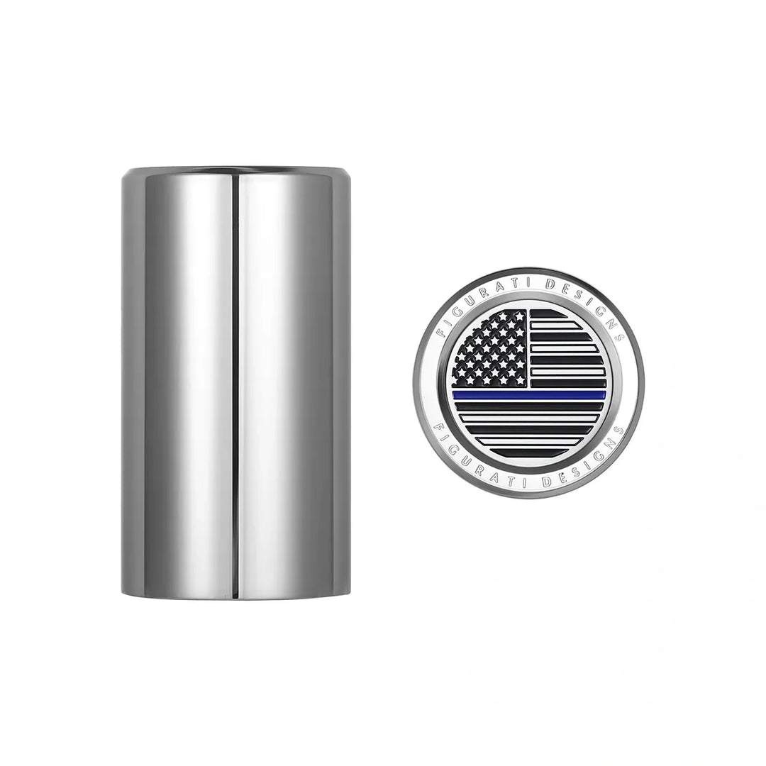 Figurati Designs – Harley-Davison Stainless-Steel Blue Line American Flag Docking Covers – FD70-DC-25.2/46.5-SS
