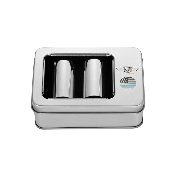 Figurati Designs – Harley-Davison Stainless-Steel Blue Line American Flag Docking Covers – FD70-DC-25.2/46.5-SS