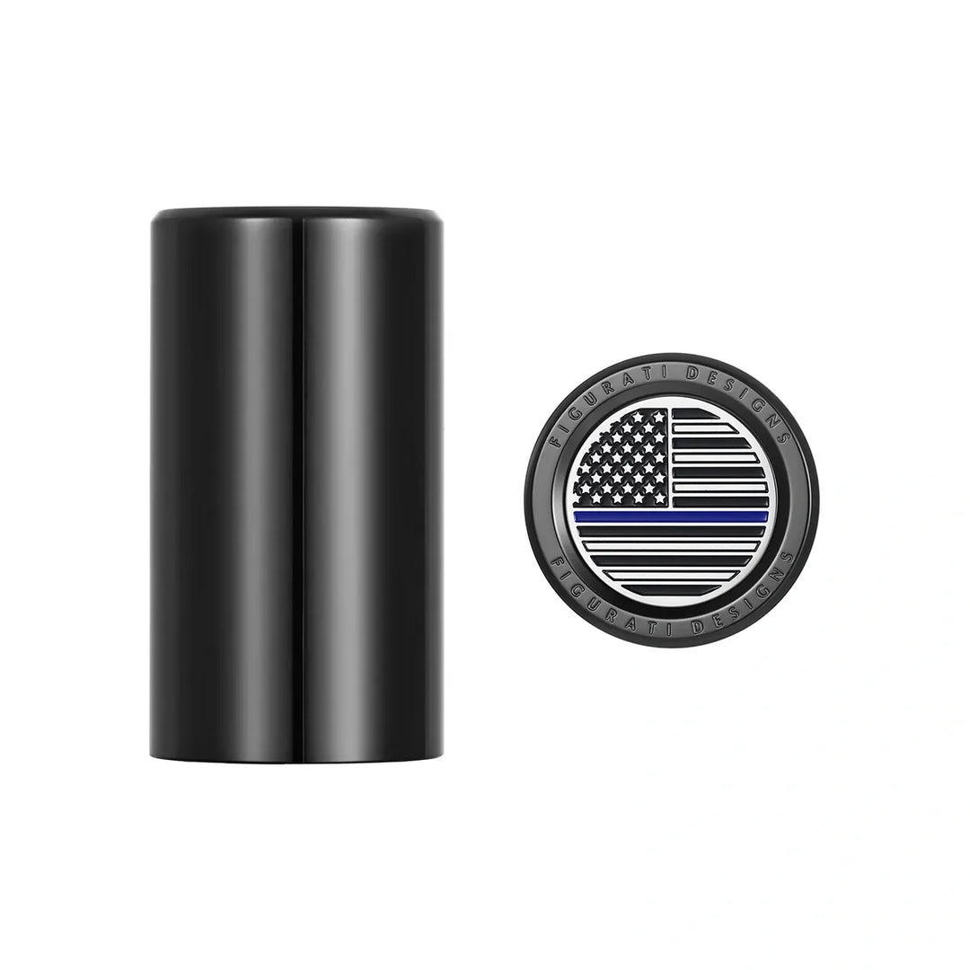 Figurati Designs – Harley-Davidson Stainless-Steel Black Blue Line American Flag Docking Covers – FD71-DC-25.2/46.5-BLK