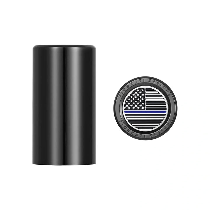 Figurati Designs – Harley-Davidson Stainless-Steel Black Blue Line American Flag Docking Covers – FD71-DC-25.2/46.5-BLK