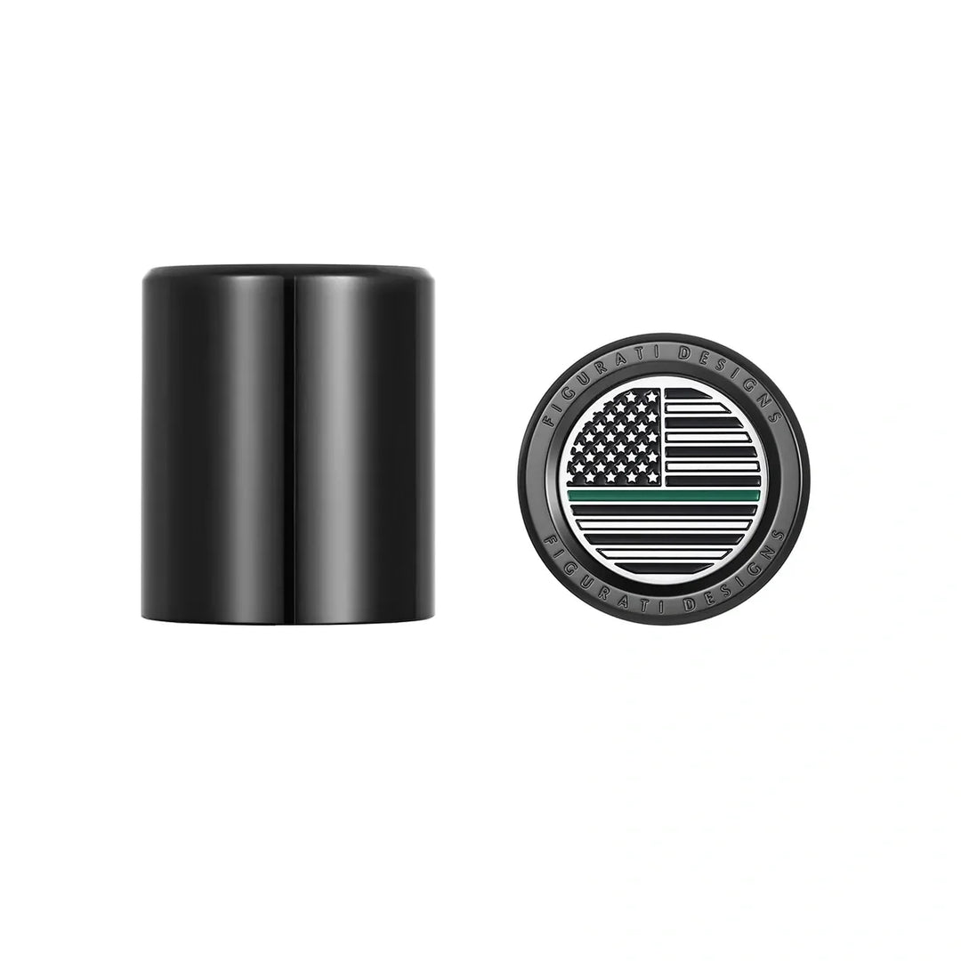 Figurati Designs – Harley-Davidson Stainless-Steel Black Green Line American Flag Docking Covers – FD72-DC-25.2/32-BLK
