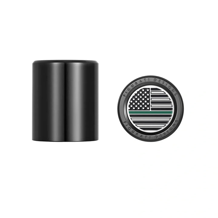 Figurati Designs – Harley-Davidson Stainless-Steel Black Green Line American Flag Docking Covers – FD72-DC-25.2/32-BLK