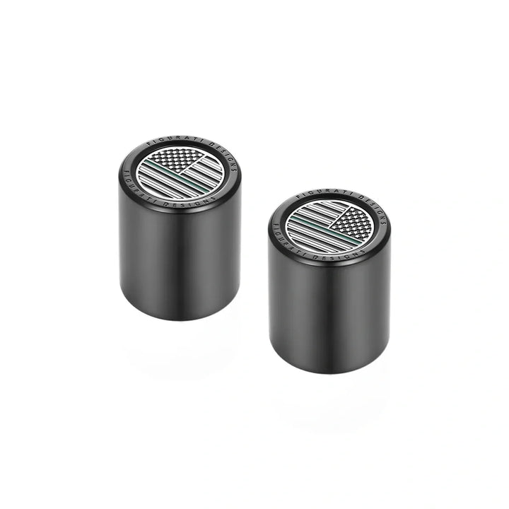 Figurati Designs – Harley-Davidson Stainless-Steel Black Green Line American Flag Docking Covers – FD72-DC-25.2/32-BLK