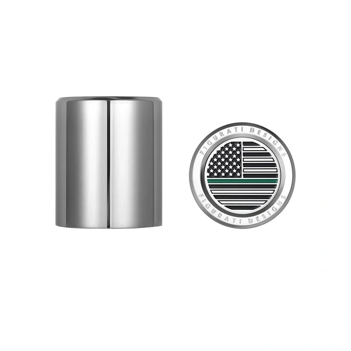 Figurati Designs – Harley-Davidson Stainless-Steel Green Line American Flag Docking Covers – FD72-DC-25.2/32-SS