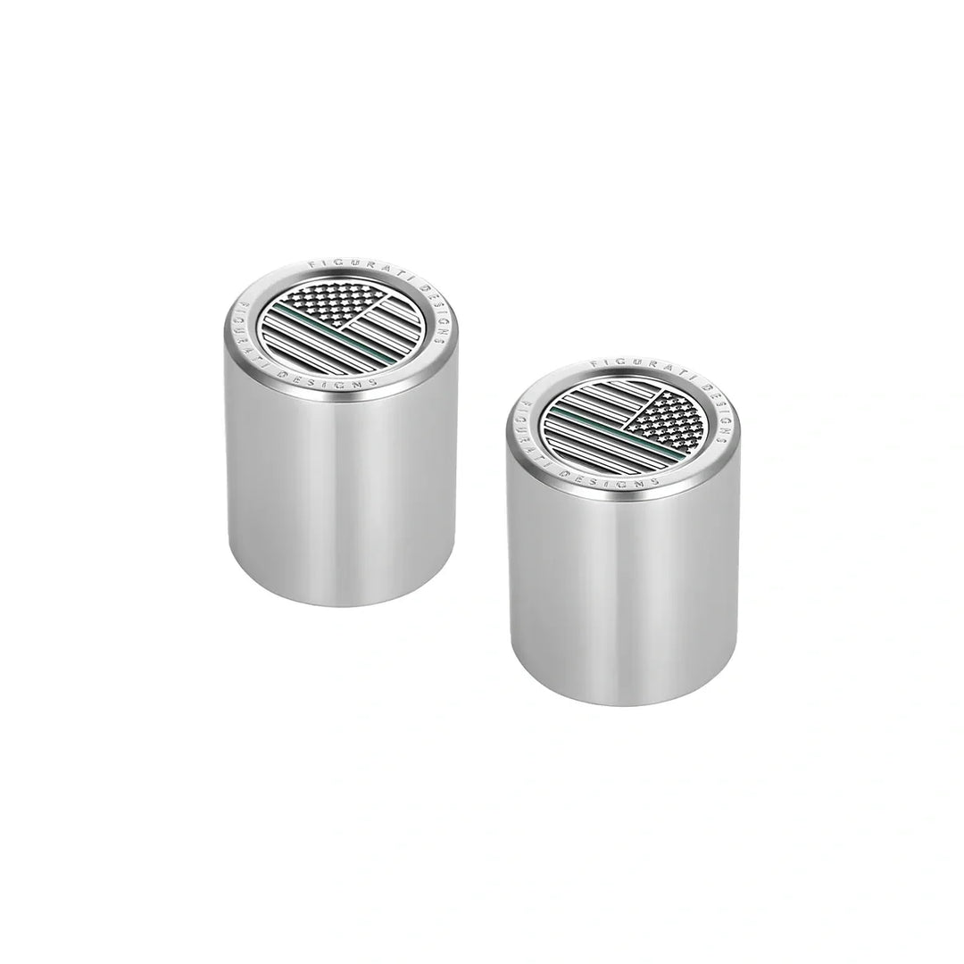 Figurati Designs – Harley-Davidson Stainless-Steel Green Line American Flag Docking Covers – FD72-DC-25.2/32-SS