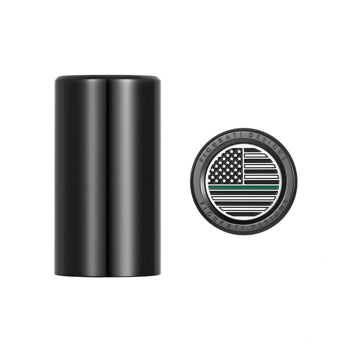 Figurati Designs – Harley-Davidson Stainless-Steel Black Green Line American Flag Docking Covers – FD72-DC-25.2/46.5-BLK