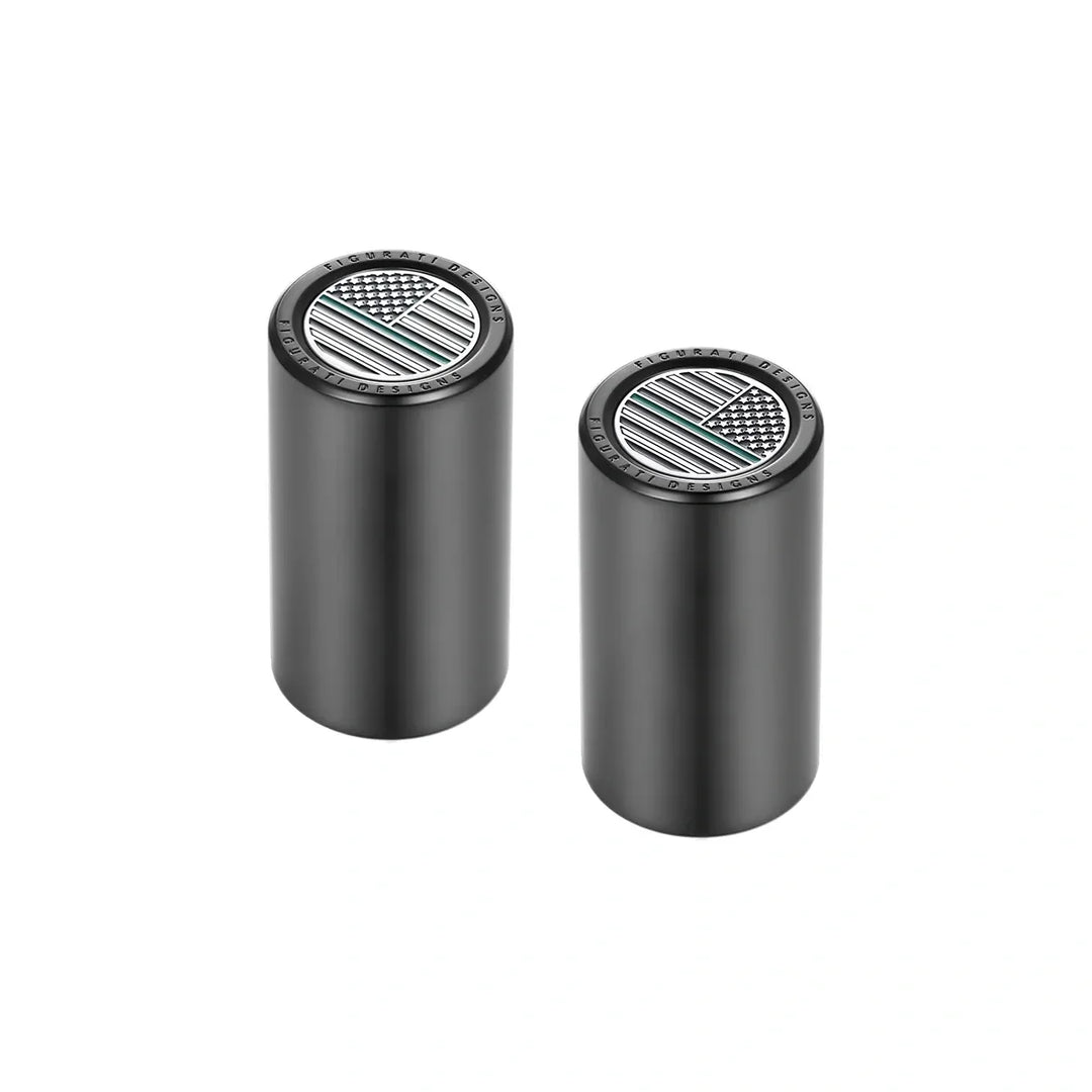 Figurati Designs – Harley-Davidson Stainless-Steel Black Green Line American Flag Docking Covers – FD72-DC-25.2/46.5-BLK