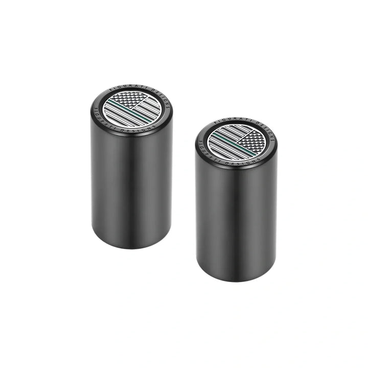 Figurati Designs – Harley-Davidson Stainless-Steel Black Green Line American Flag Docking Covers – FD72-DC-25.2/46.5-BLK