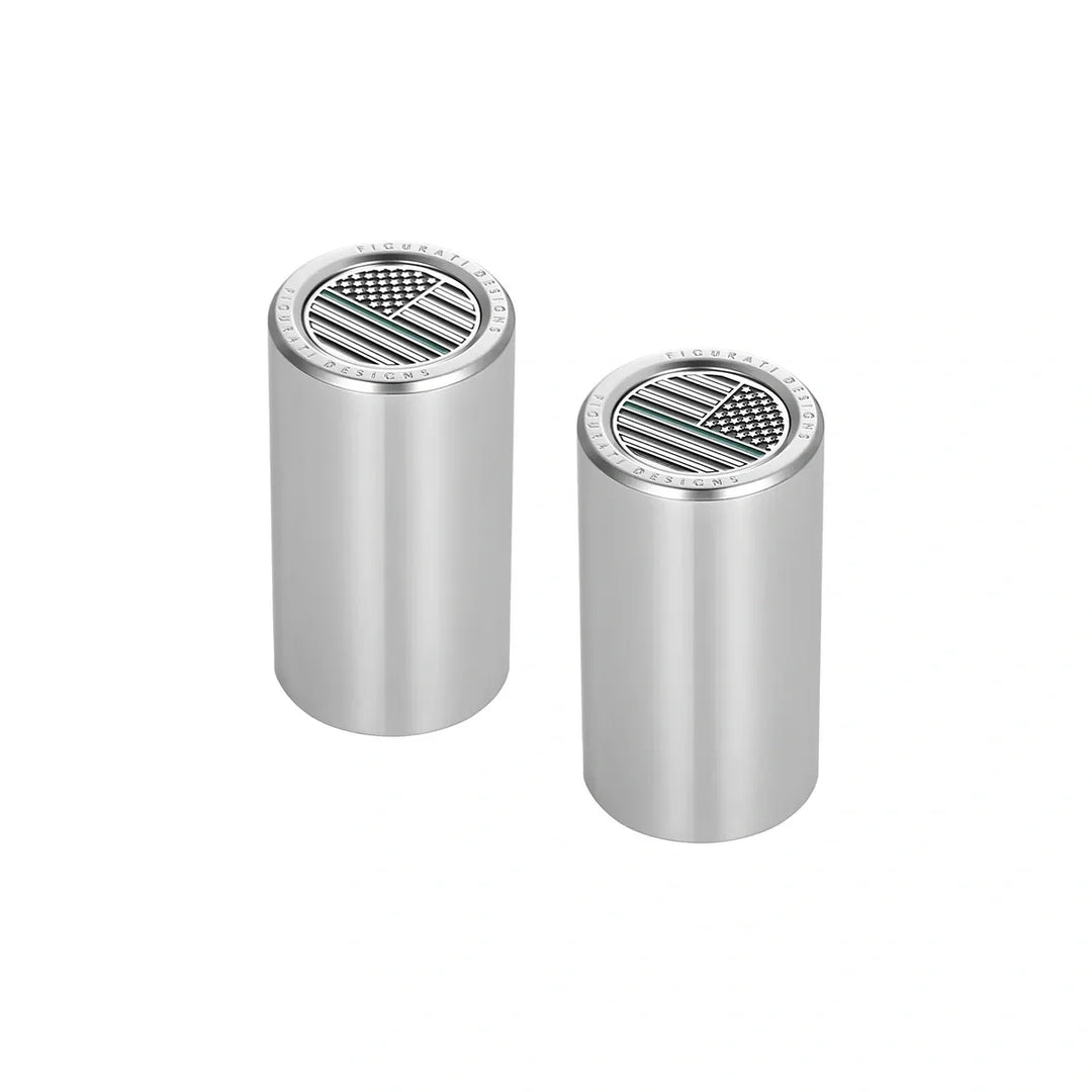 Figurati Designs – Harley-Davidson Stainless-Steel Green Line American Flag Docking Covers – FD72-DC-25.2/46.5-SS