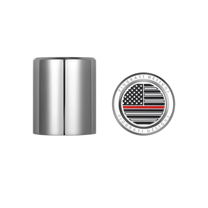 Figurati Designs – Harley-Davidson Stainless-Steel Red Line American Flag Docking Covers – FD73-DC-25.2/32-SS
