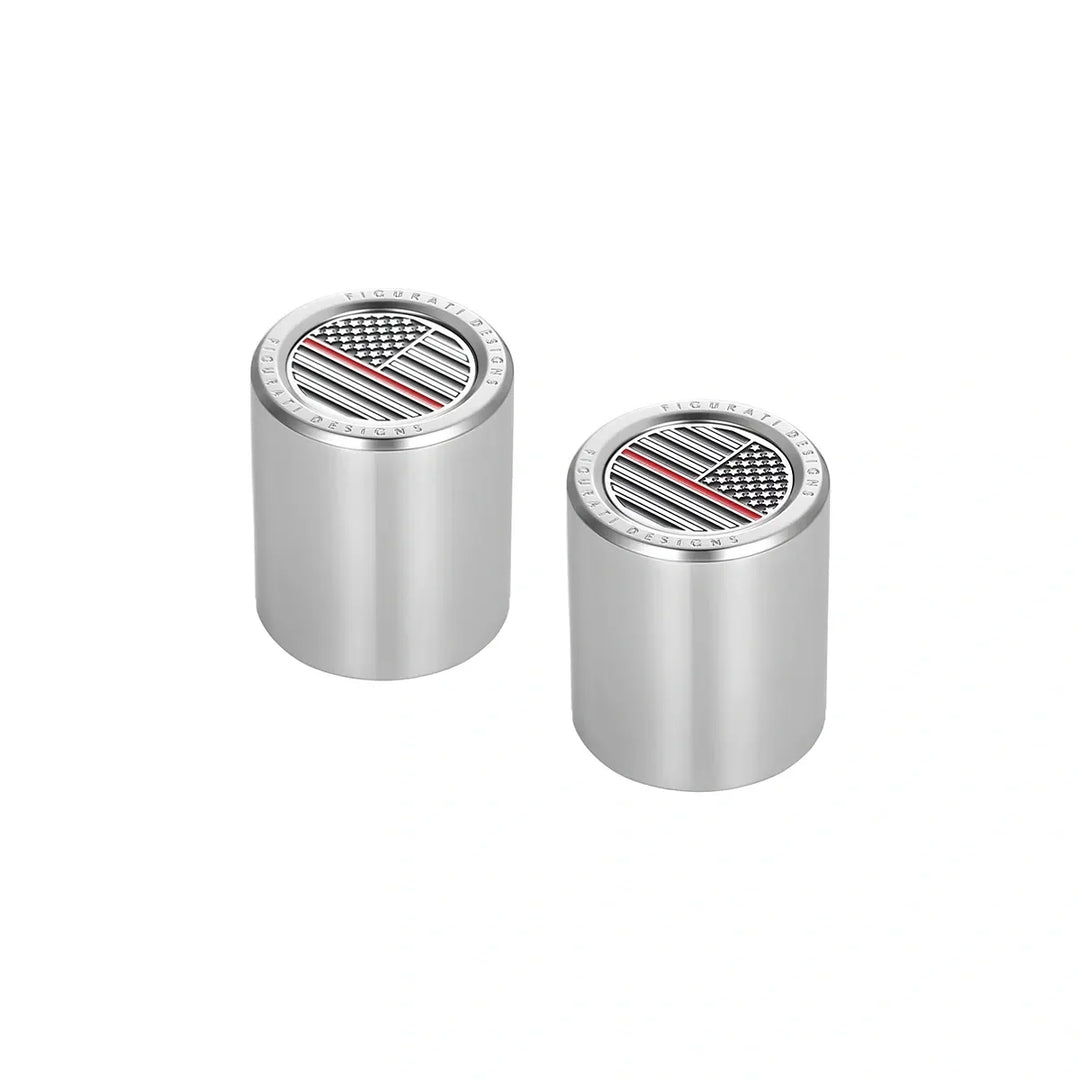 Figurati Designs – Harley-Davidson Stainless-Steel Red Line American Flag Docking Covers – FD73-DC-25.2/32-SS