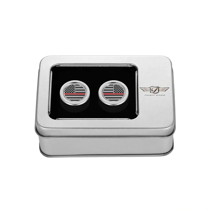 Figurati Designs – Harley-Davidson Stainless-Steel Red Line American Flag Docking Covers – FD73-DC-25.2/32-SS