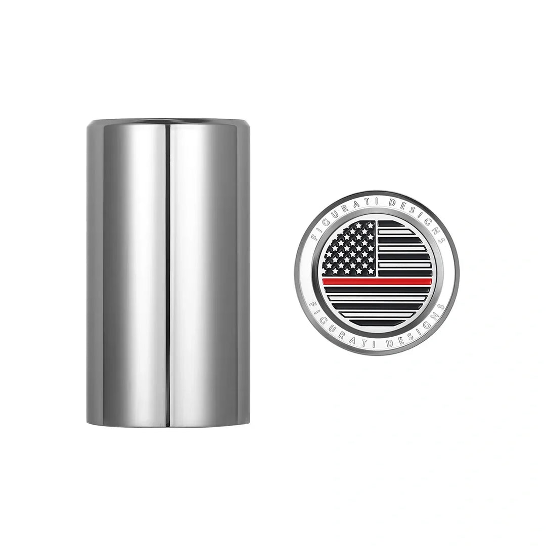 Figurati Designs – Harley-Davidson Stainless-Steel Red Line American Flag Docking Covers – FD73-DC-25.2/46.5-SS