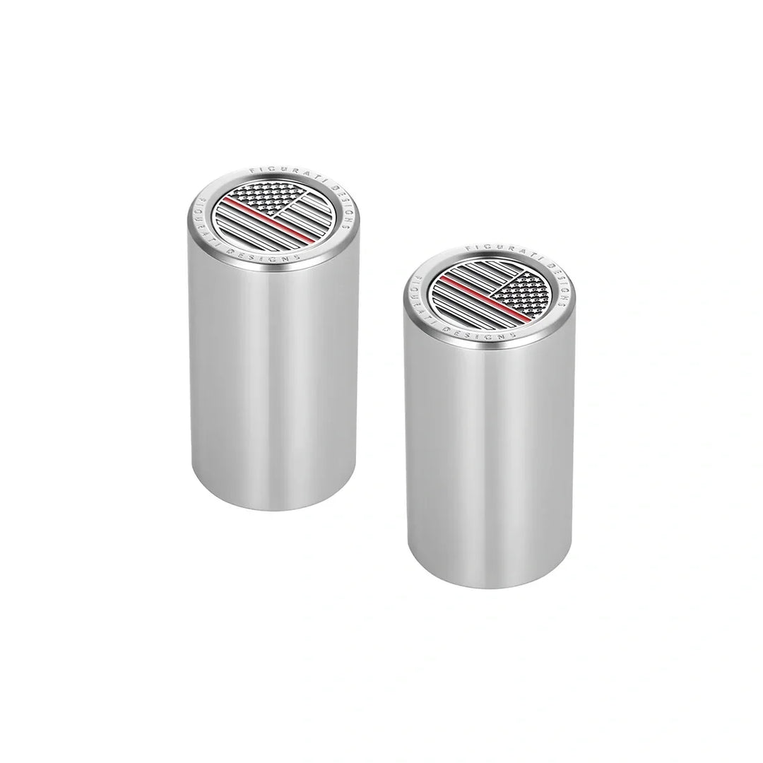 Figurati Designs – Harley-Davidson Stainless-Steel Red Line American Flag Docking Covers – FD73-DC-25.2/46.5-SS