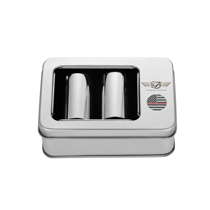 Figurati Designs – Harley-Davidson Stainless-Steel Red Line American Flag Docking Covers – FD73-DC-25.2/46.5-SS