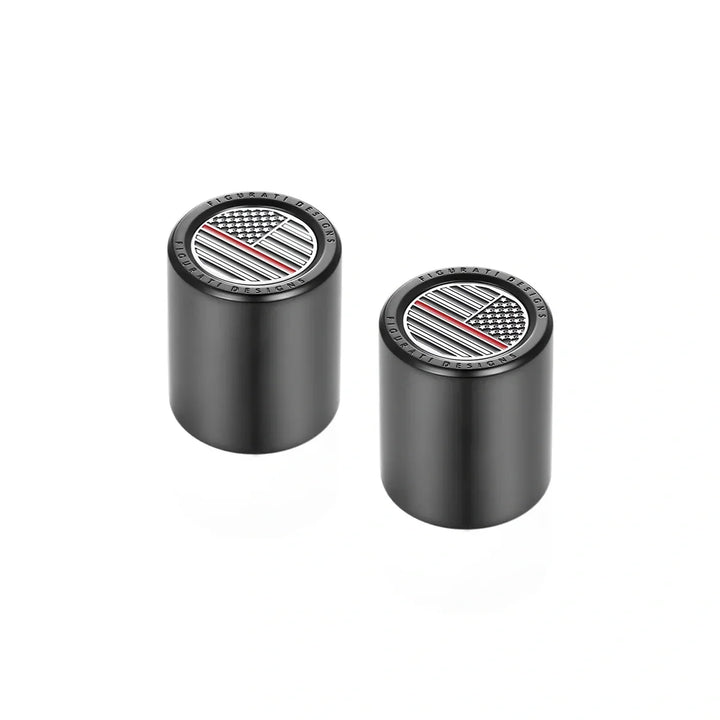 Figurati Designs – Harley-Davidson Stainless-Steel Black Red Line American Flag Docking Covers – FD75-DC-25.2/32-BLK