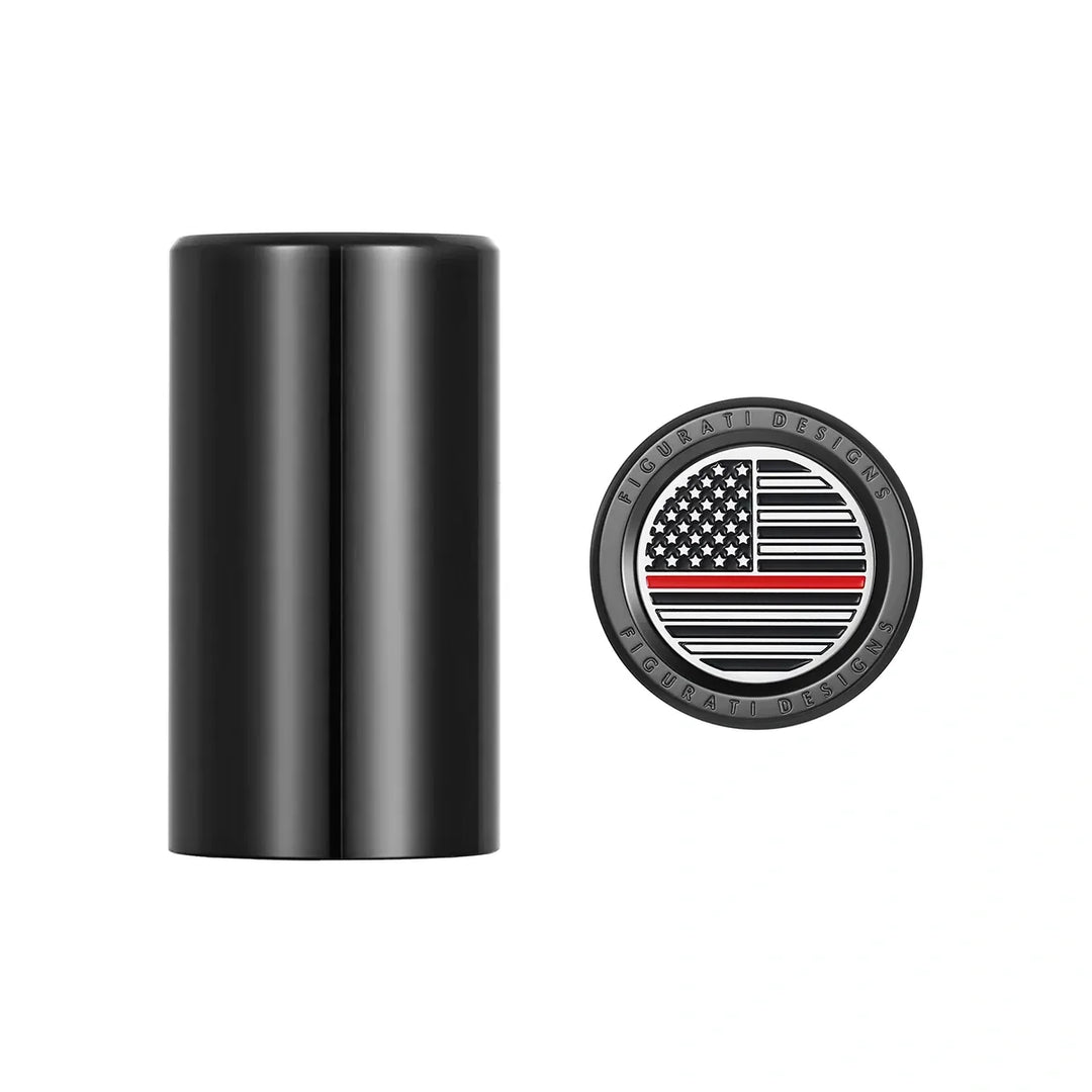 Figurati Designs – Harley-Davidson Stainless-Steel in Black Red Line American Flag Docking Covers – FD73-DC-25.2/46.5-BLK