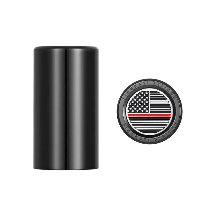 Figurati Designs – Harley-Davidson Stainless-Steel in Black Red Line American Flag Docking Covers – FD73-DC-25.2/46.5-BLK