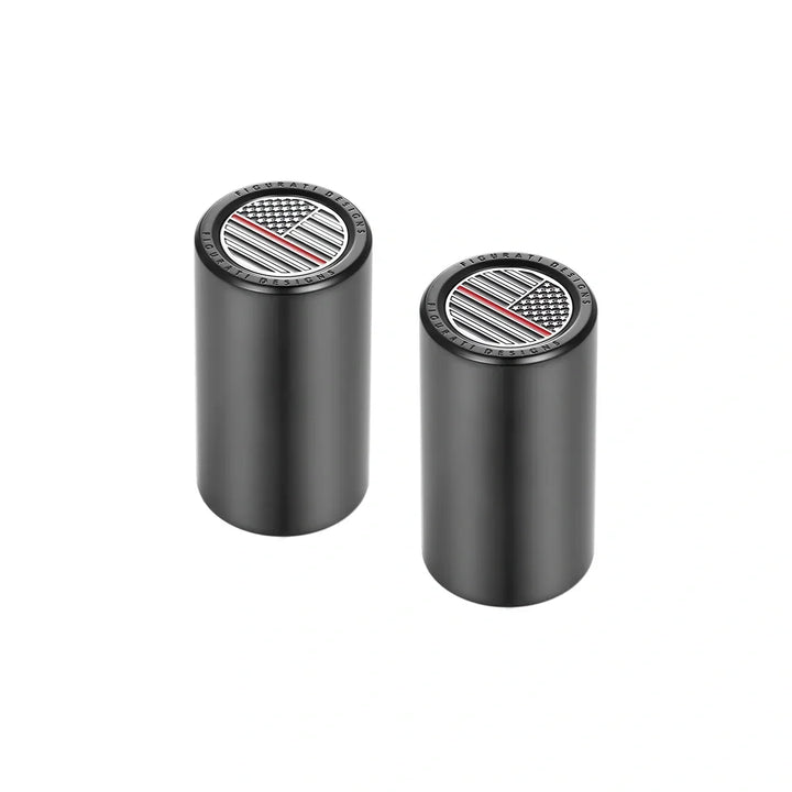 Figurati Designs – Harley-Davidson Stainless-Steel in Black Red Line American Flag Docking Covers – FD73-DC-25.2/46.5-BLK