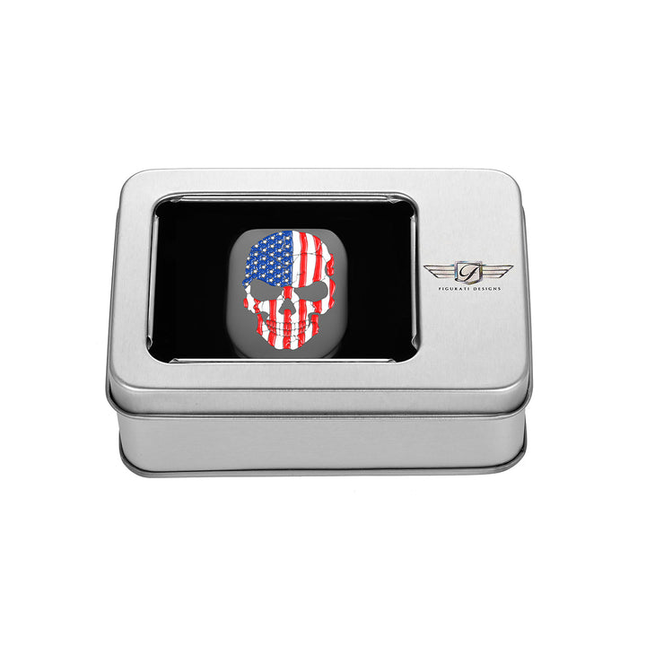 Figurati Designs – Harley-Davidson Black Red White & Blue Skull Antenna Cover - Left – FD25-AC-BLK-LFT