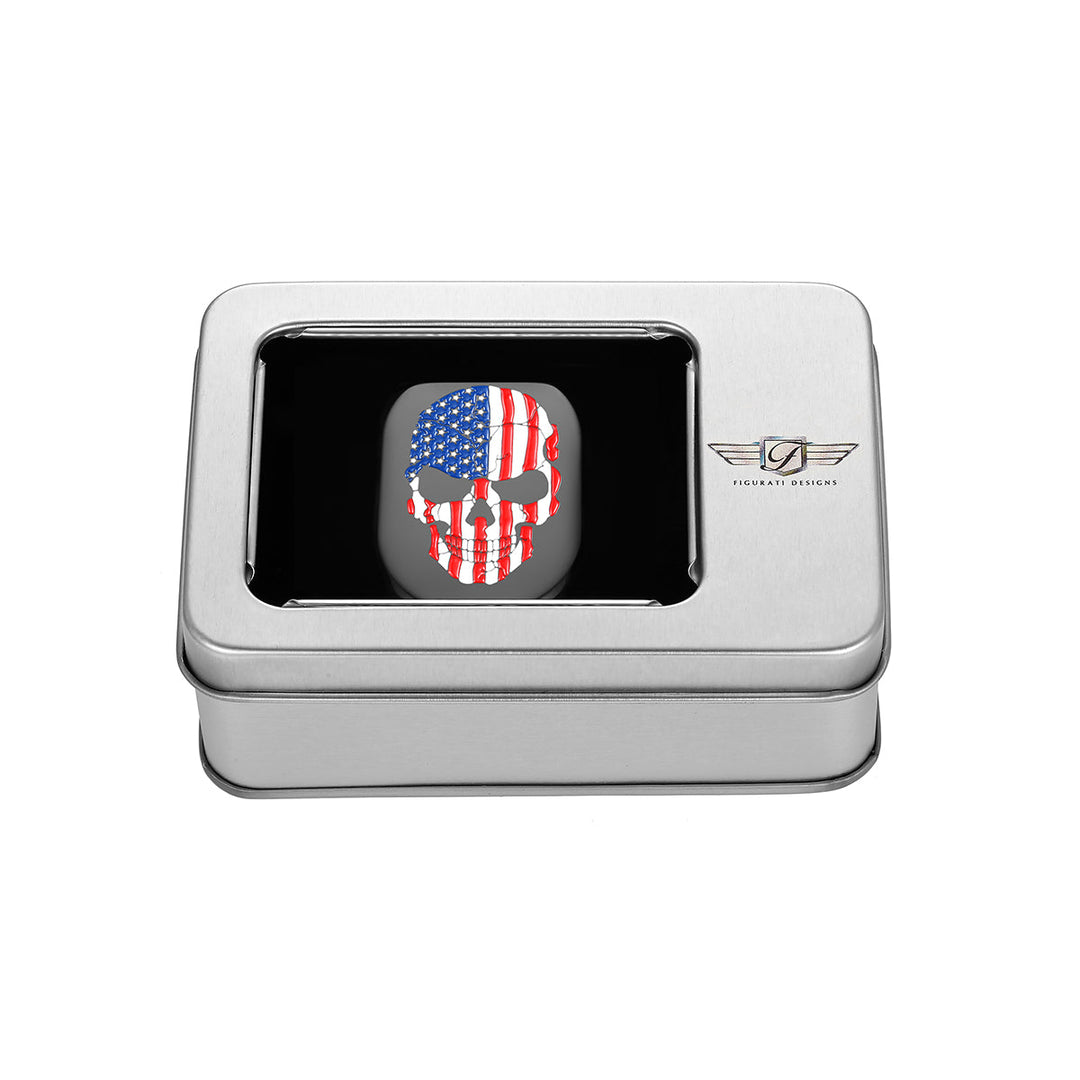 Figurati Designs – Harley-Davidson Black Red White & Blue Skull Antenna Cover - Right – FD25-AC-BLK-RT