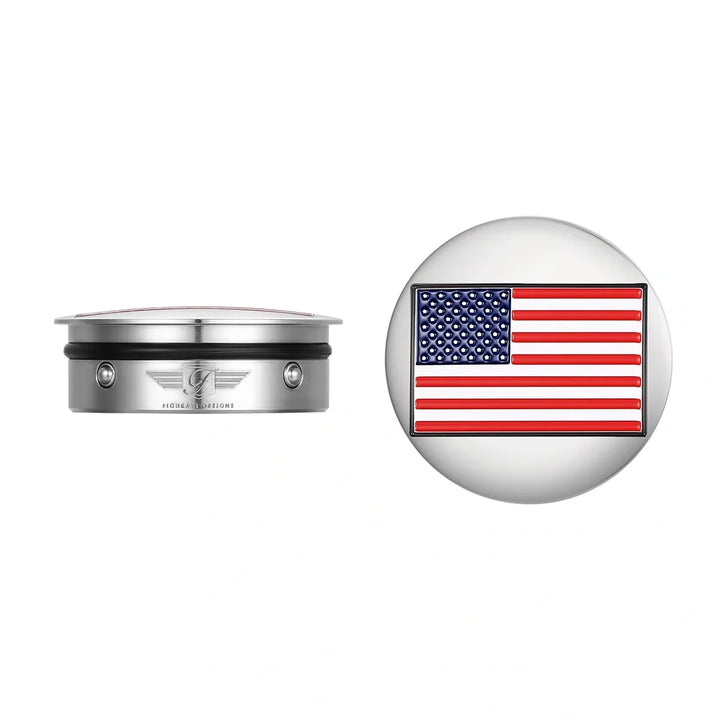 Figurati Designs – Harley-Davidson Stainless-Steel American Flag Swing Arm Covers - Reversed – FD20-AF-SS