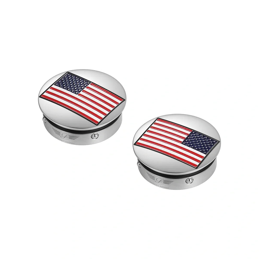 Figurati Designs – Harley-Davidson Stainless-Steel American Flag Swing Arm Covers - Reversed – FD20-AF-SS