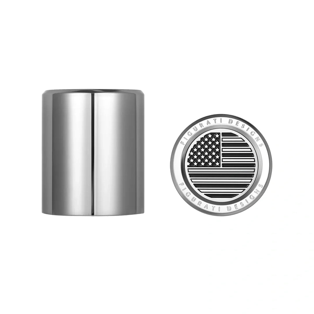 Figurati Designs – Harley-Davidson Stainless-Steel American Flag Docking Covers – FD26-DC-27.2/32-SS