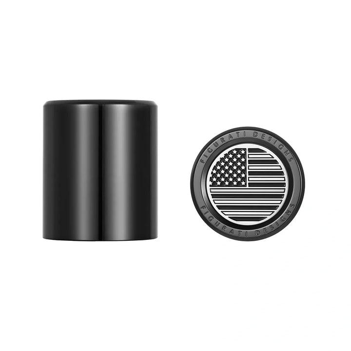 Figurati Designs – Harley-Davidson Stainless-Steel Black American Flag Docking Covers – FD26-DC-27.2/32-BLK
