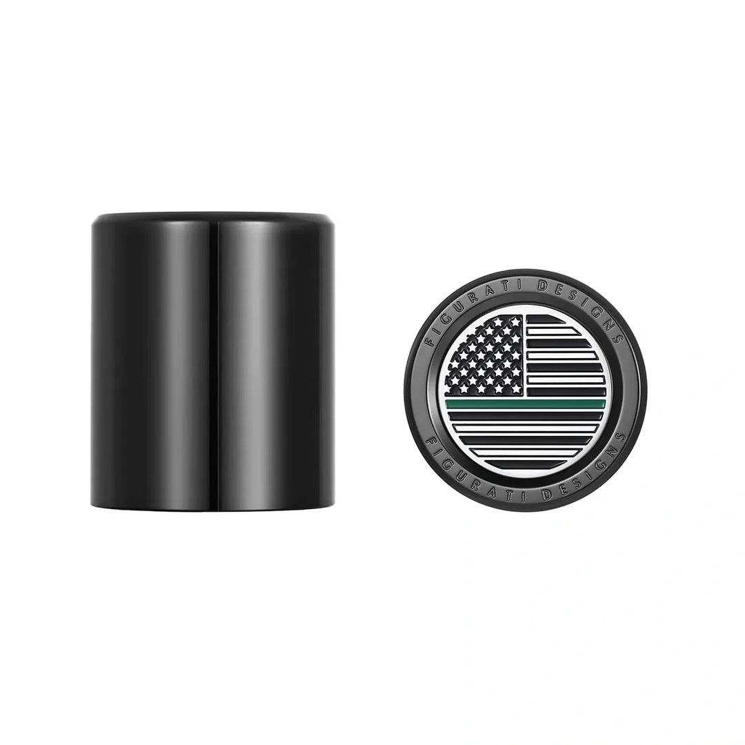 Figurati Designs – Harley-Davidson Stainless-Steel Black Green Line American Flag Docking Covers – FD72-DC-27.2/32-BLK