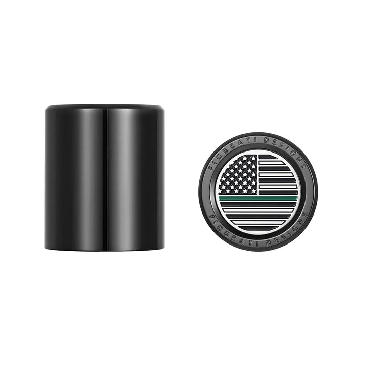 Figurati Designs – Harley-Davidson Stainless-Steel Black Green Line American Flag Docking Covers – FD72-DC-27.2/32-BLK