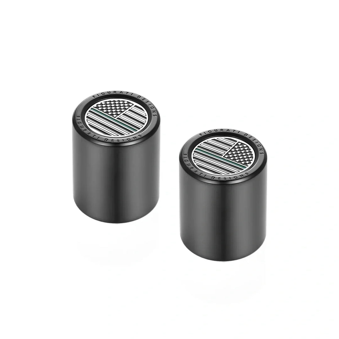 Figurati Designs – Harley-Davidson Stainless-Steel Black Green Line American Flag Docking Covers – FD72-DC-27.2/32-BLK