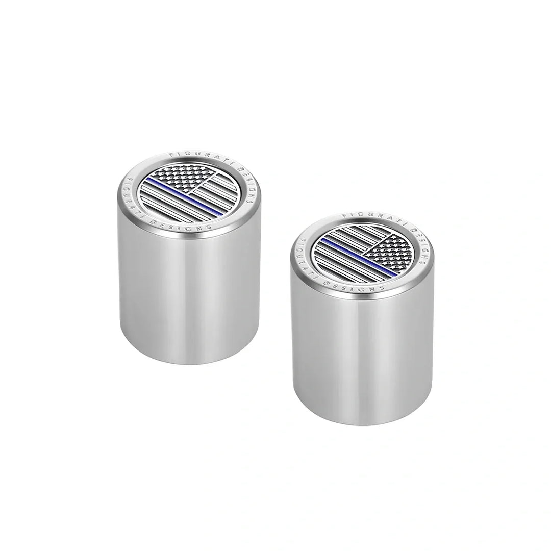 Figurati Designs – Harley-Davidson Stainless-Steel Blue Line American Flag Docking Covers – FD70-DC-27.2/32-SS