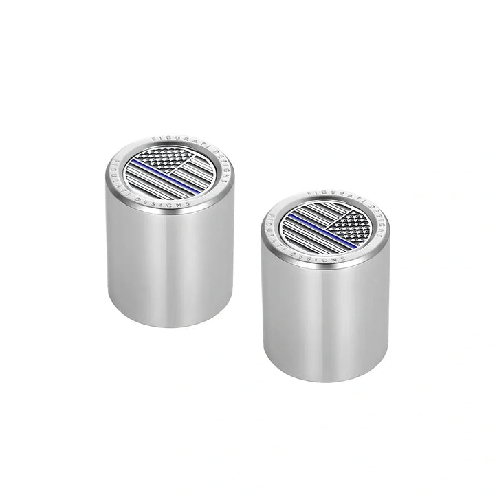 Figurati Designs – Harley-Davidson Stainless-Steel Blue Line American Flag Docking Covers – FD70-DC-27.2/32-SS