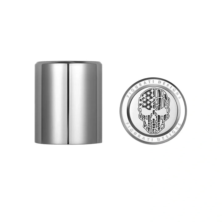 Figurati Designs – Harley-Davidson Stainless-Steel Contrast Cut American Flag Skull Docking Hardware – FD27-DC-27.2/32-SS