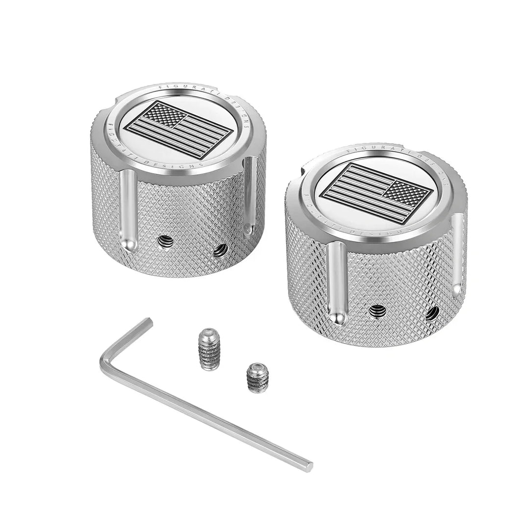 Figurati Designs – Harley-Davidson Stainless-Steel Front Axle Nut Covers American Flag - Reversed – FD26R-FAC-SS