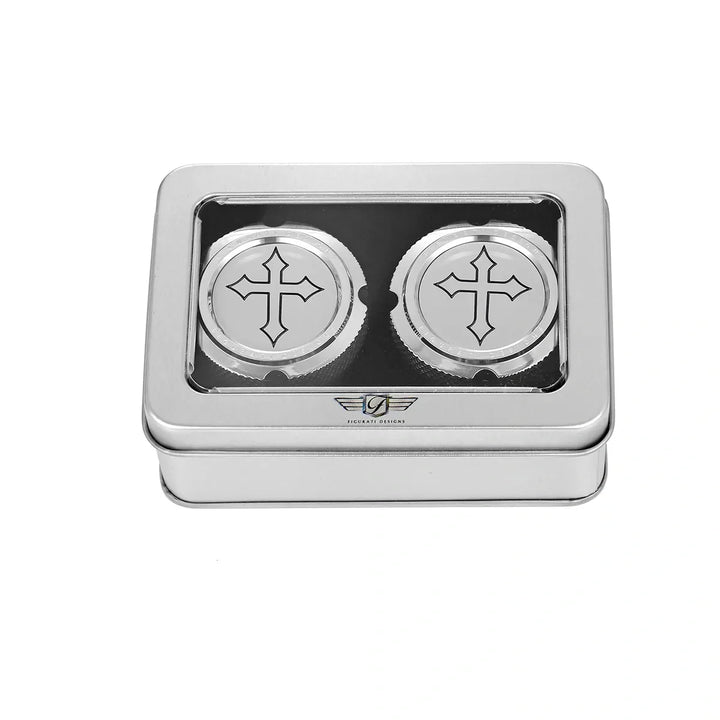 Figurati Designs – Harley-Davidson Stainless-Steel Front Axle Nut Covers Cross – FD41-FAC-SS