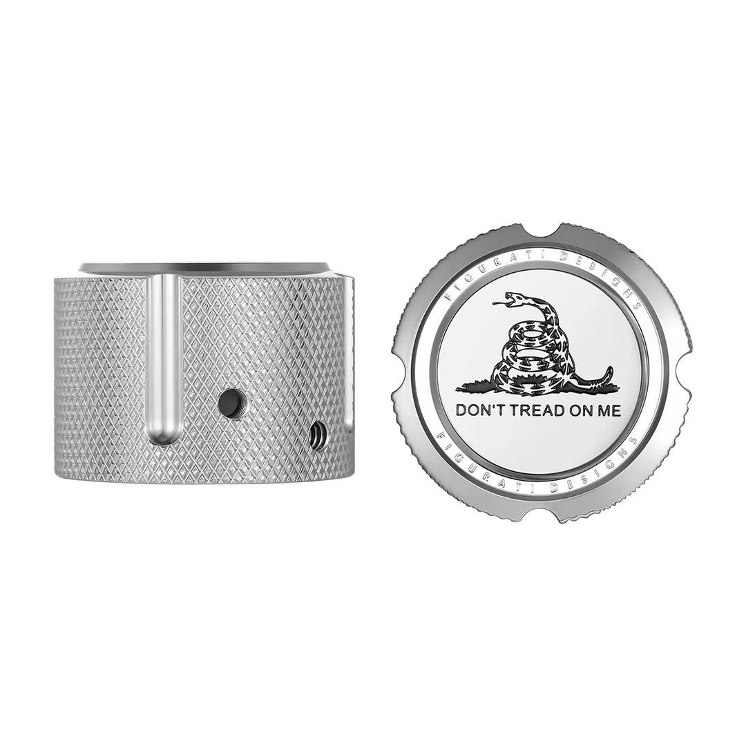 Figurati Designs – Harley-Davidson Stainless-Steel Front Axle Nut Covers Don't Tread On Me – FD40-FAC-SS