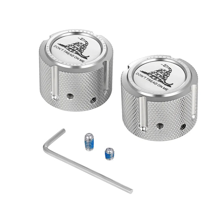 Figurati Designs – Harley-Davidson Stainless-Steel Front Axle Nut Covers Don't Tread On Me – FD40-FAC-SS