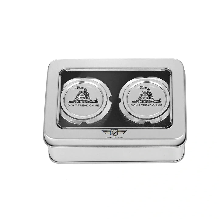 Figurati Designs – Harley-Davidson Stainless-Steel Front Axle Nut Covers Don't Tread On Me – FD40-FAC-SS