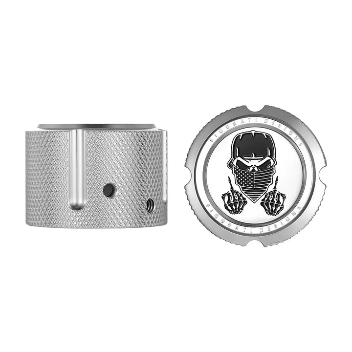 Figurati Designs – Harley-Davidson Stainless-Steel Front Axle Nut Covers Masked Skull – FD29-FAC-SS