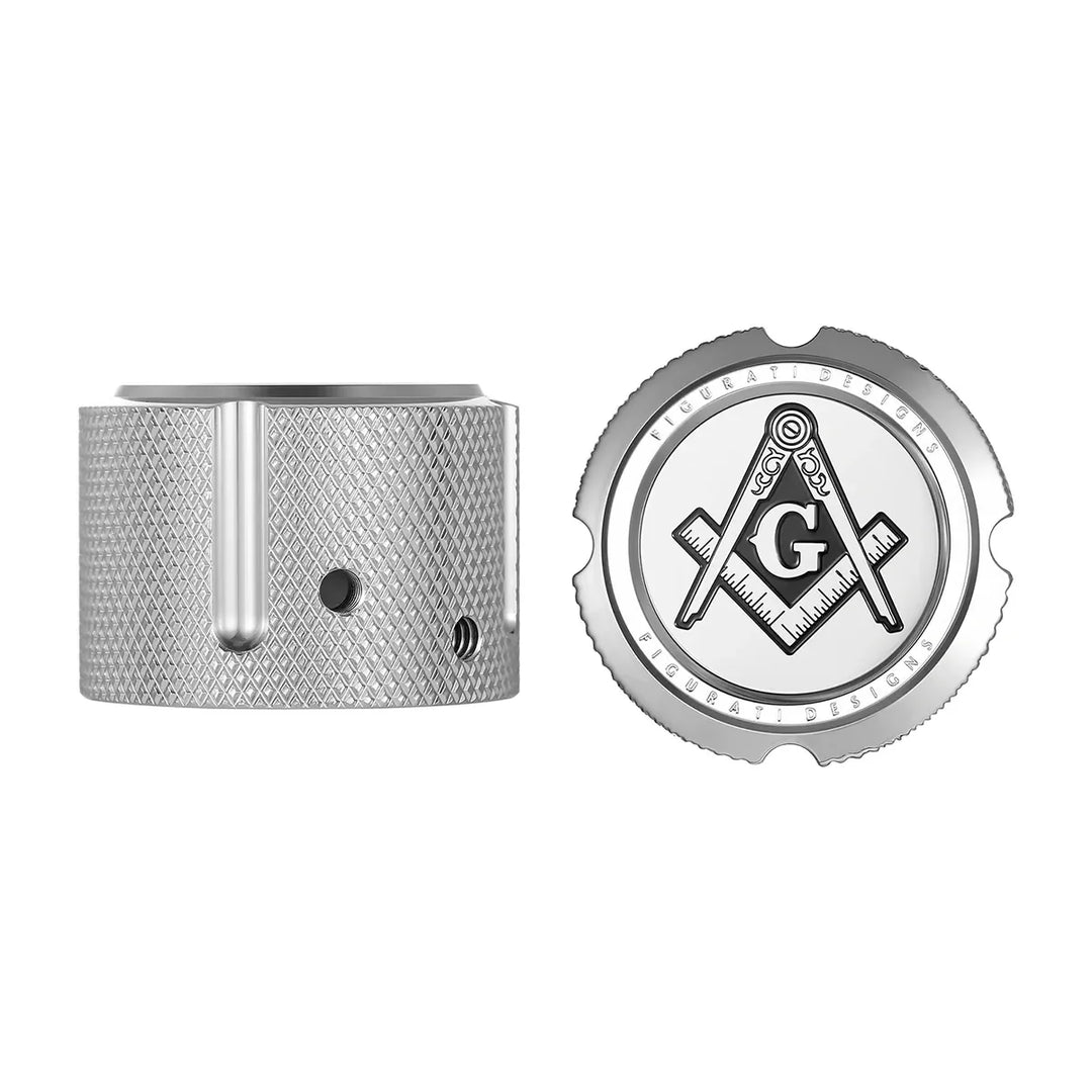 Figurati Designs – Harley-Davidson Stainless-Steel Front Axle Nut Covers Masonic Emblem – FD42-FAC-SS