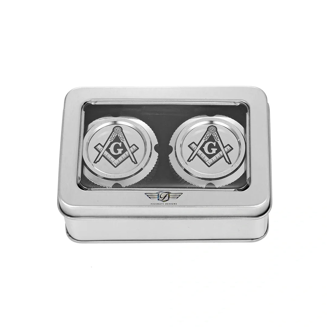 Figurati Designs – Harley-Davidson Stainless-Steel Front Axle Nut Covers Masonic Emblem – FD42-FAC-SS
