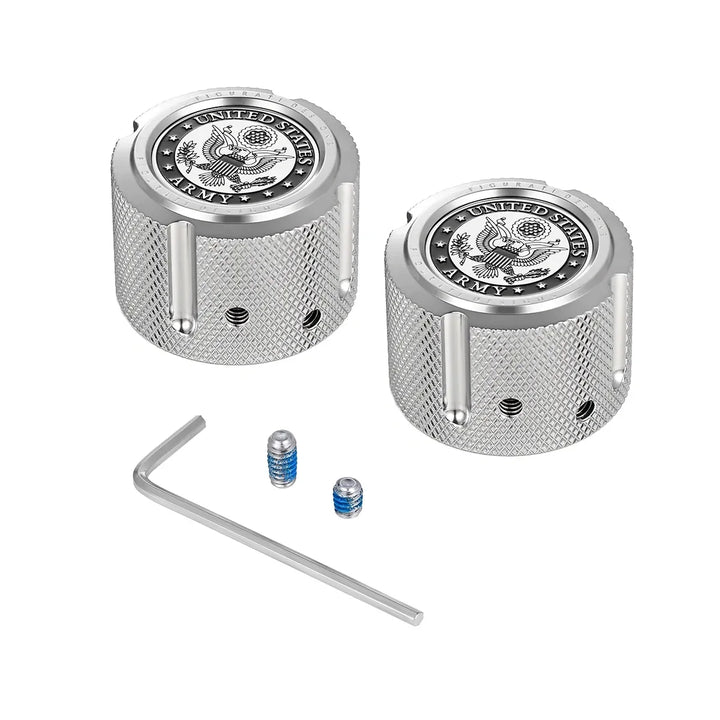 Figurati Designs – Harley-Davidson Stainless-Steel Front Axle Nut Covers Officially Licensed US Army – FD81-FAC-SS